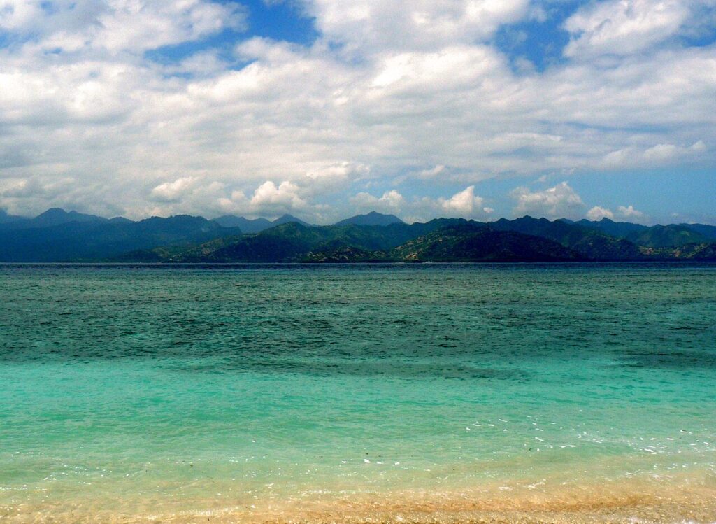 View of Lombok Island from Gili Trawangan